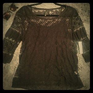 NWT New Directions lace blouse sz L
